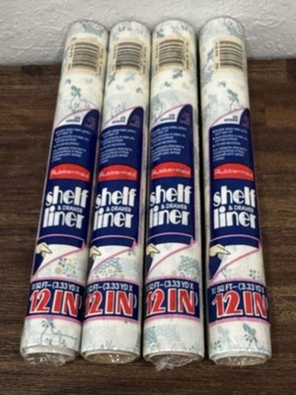 Vintage 1987 Rubbermaid Shelf & Drawer Liner #5323 Floral 12" x 10' Lot 4 Sealed